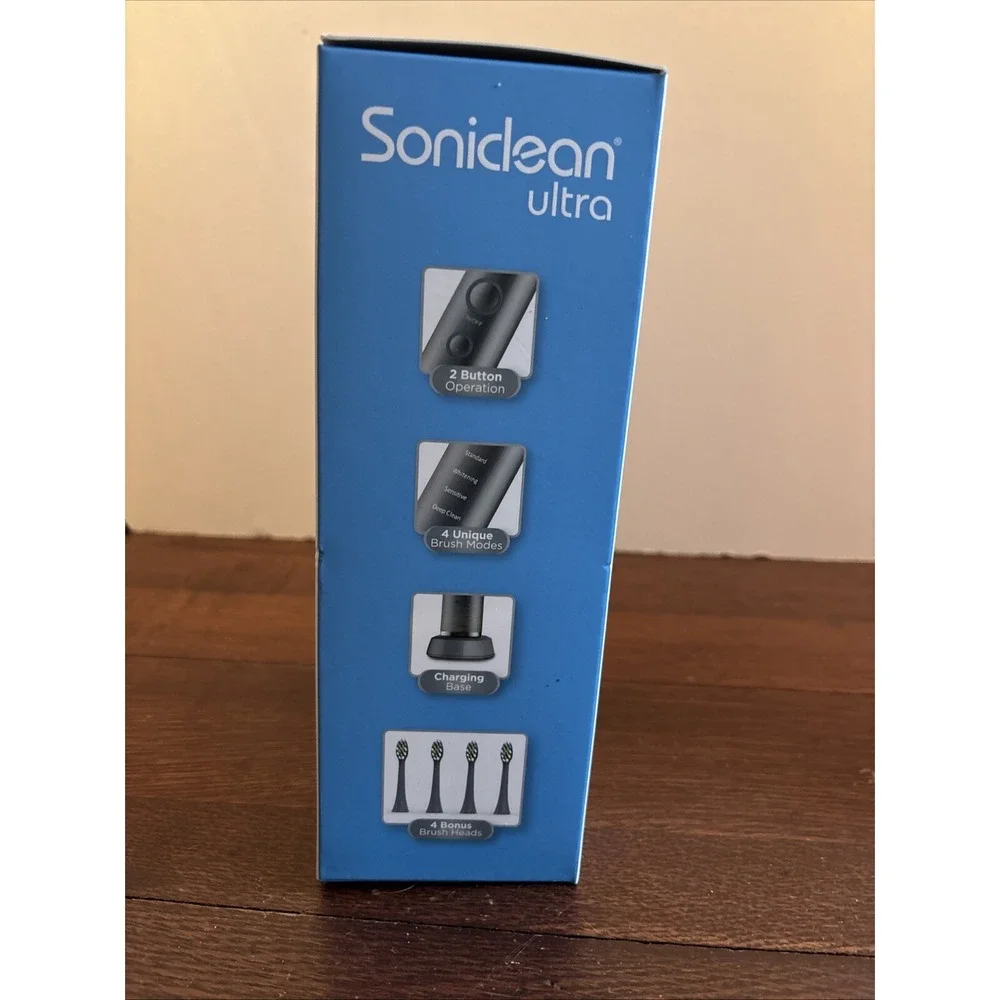 Soniclean Ultra Smile with Confidence Electric Toothbrush with 4 Brush Heads NEW